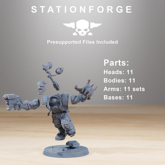 Orkaz Infantry, Space-Faring Orkish Menace Sculpted by STATIONFORGE, Grimdark Compatible, Sci-Fi Wargame Scale