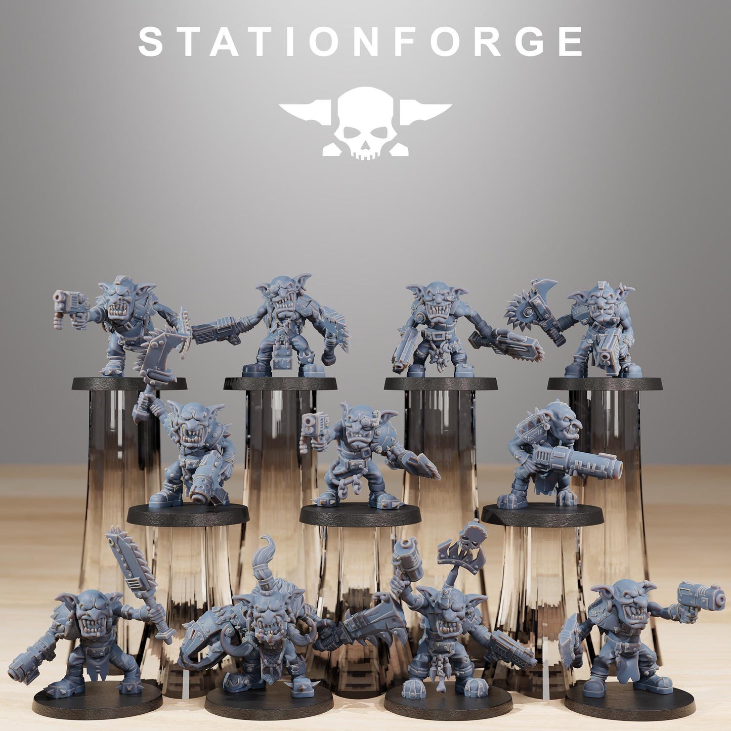 Gobs Berserkers, Space-Faring Orkish Menace Sculpted by STATIONFORGE, Grimdark Compatible, Sci-Fi Wargame Scale