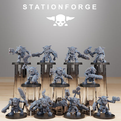 Gobs Berserkers, Space-Faring Orkish Menace Sculpted by STATIONFORGE, Grimdark Compatible, Sci-Fi Wargame Scale