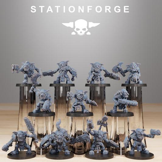 Gobs Berserkers, Space-Faring Orkish Menace Sculpted by STATIONFORGE, Grimdark Compatible, Sci-Fi Wargame Scale