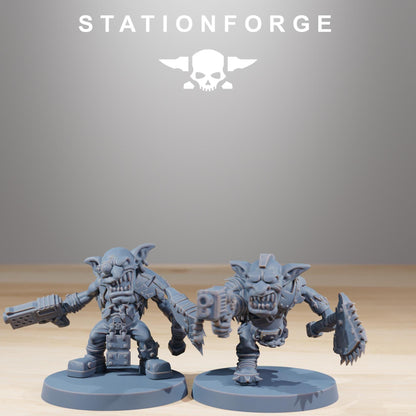 Gobs Berserkers, Space-Faring Orkish Menace Sculpted by STATIONFORGE, Grimdark Compatible, Sci-Fi Wargame Scale