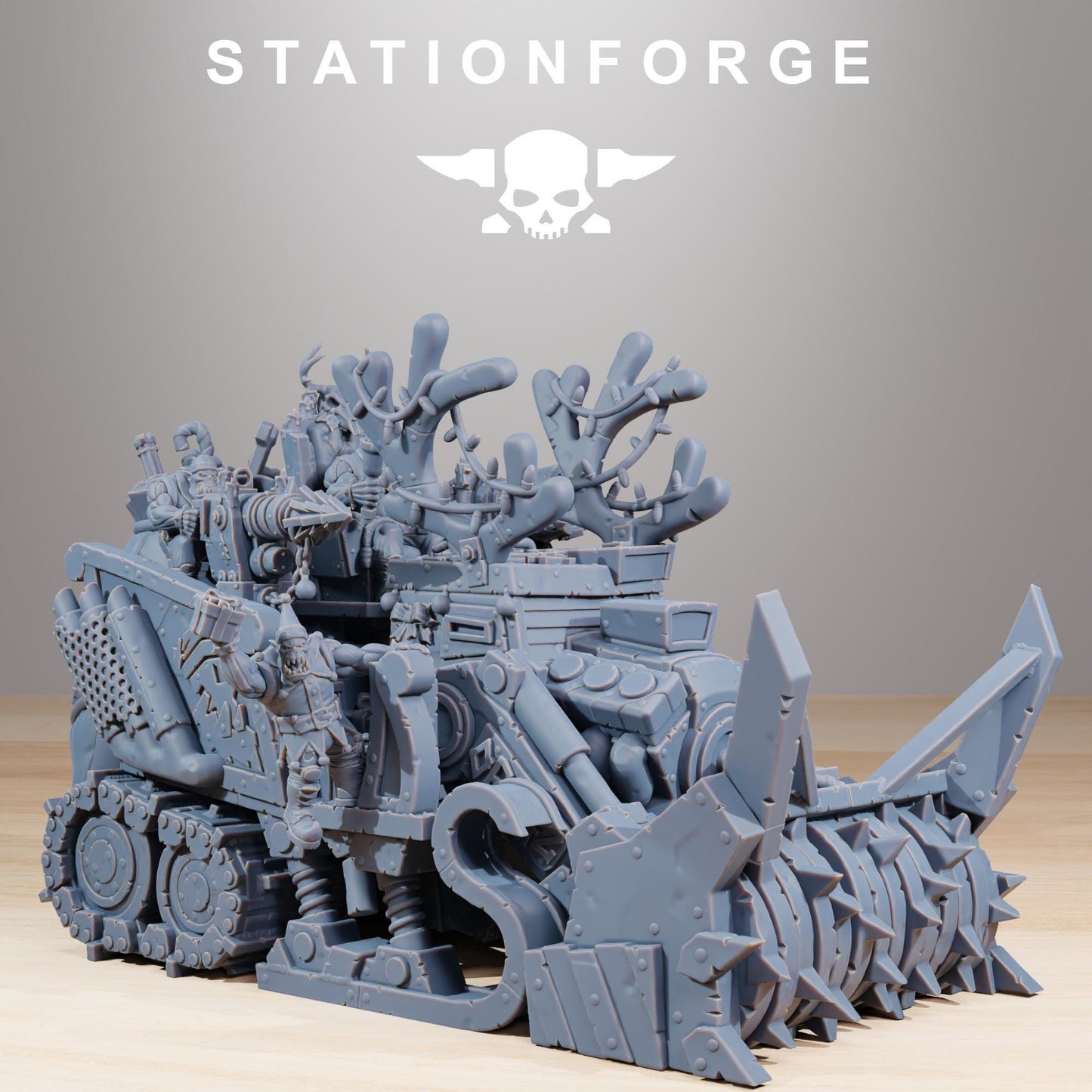 Orkaz Festivator, Space-Faring Orkish Menace Sculpted by STATIONFORGE, Grimdark Compatible, Sci-Fi Wargame Scale