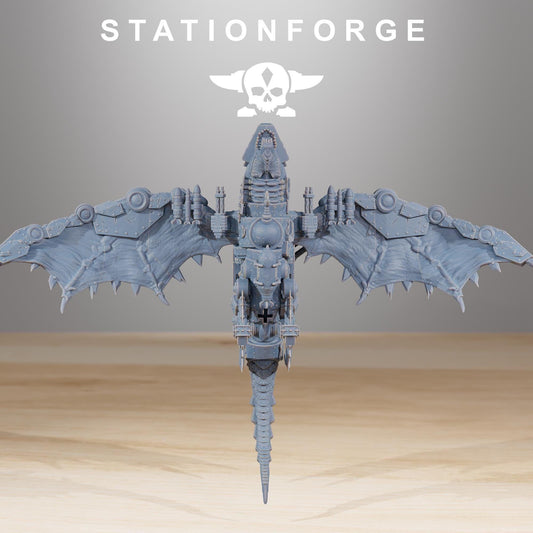 Orkaz Dragon Bomba, Space-Faring Orkish Menace Sculpted by STATIONFORGE, Grimdark Compatible, Sci-Fi Wargame Scale