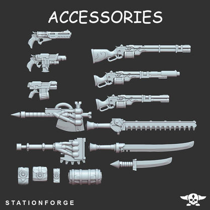 Scavenger Bikers, Space Techno-bots, modular Sci-Fi warriors by STATIONFORGE, Sci-Fi Wargames Cyber-themed Grimdark miniatures