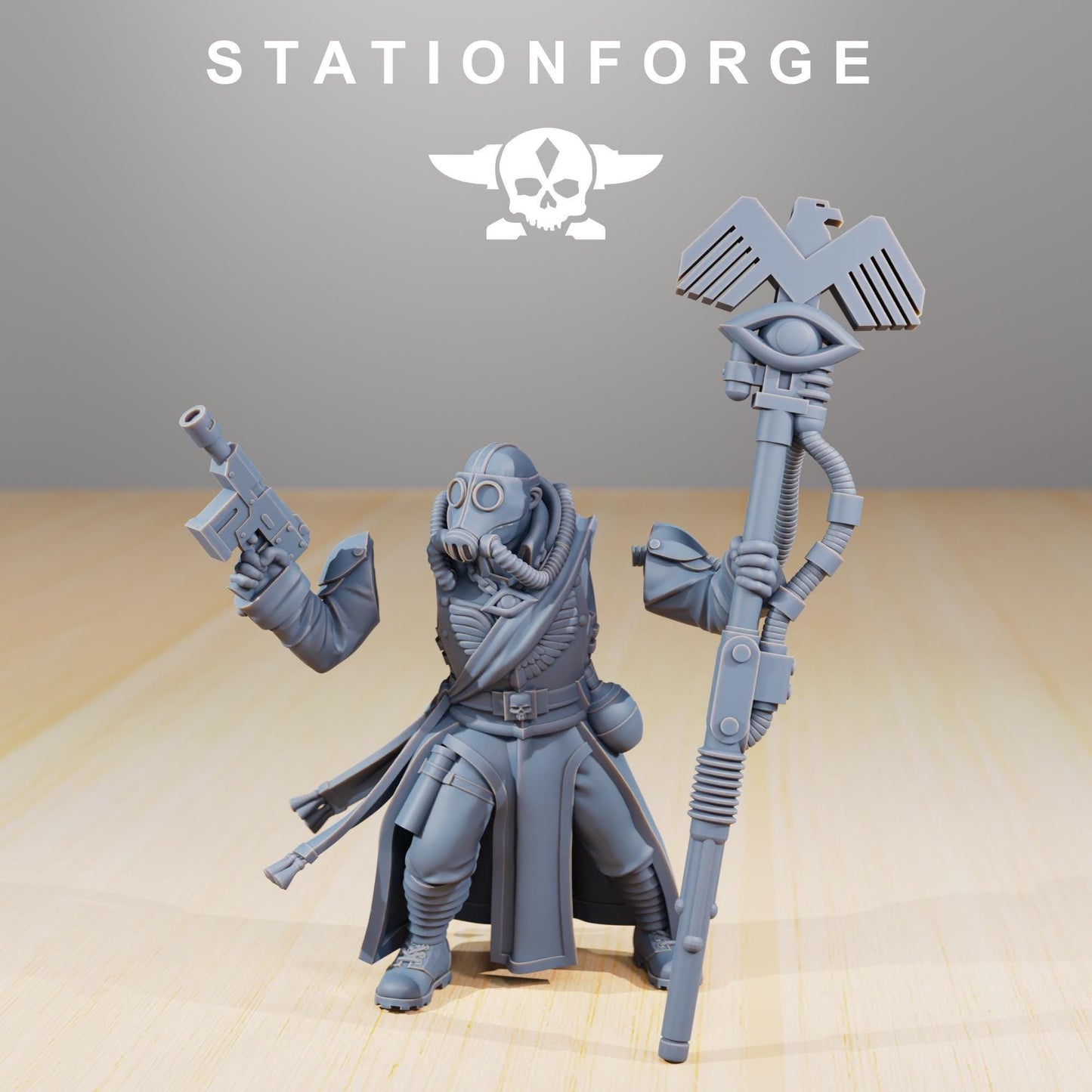 GrimGuard The Curator, Imperial Heroic Agents Sculpted by STATIONFORGE for Wargames set in the Grimdark Future
