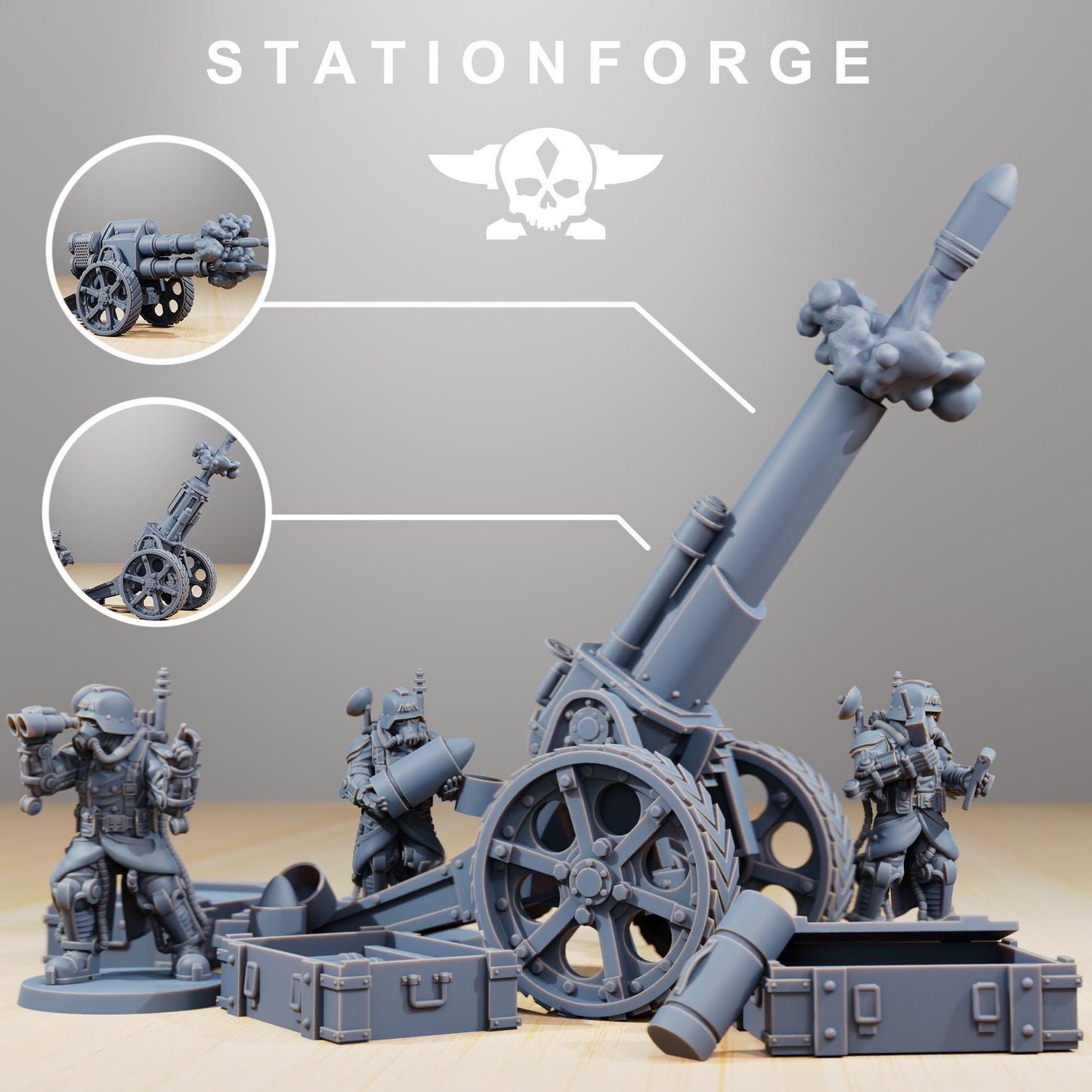 GrimGuard Light Artillery, Sci-Fi Wargame Proxy, STATIONFORGE Modular Miniature