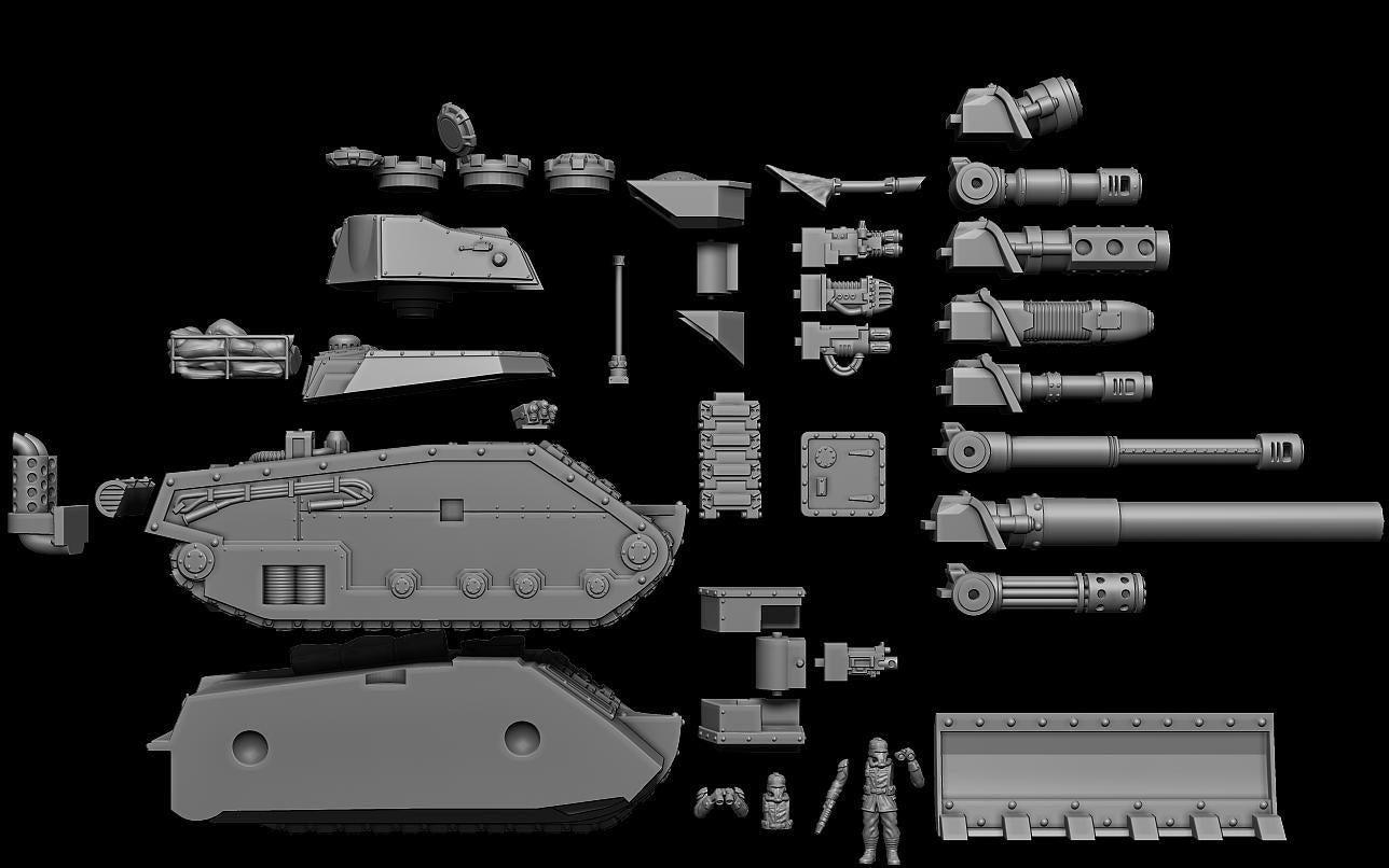 GrimGuard Battle Tank – Sci-Fi Miniature, Modular Main Cannon by STATIONFORGE
