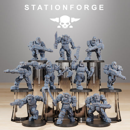 Orkaz Berserkers, Space-Faring Orkish Menace Sculpted by STATIONFORGE, Grimdark Compatible, Sci-Fi Wargame Scale