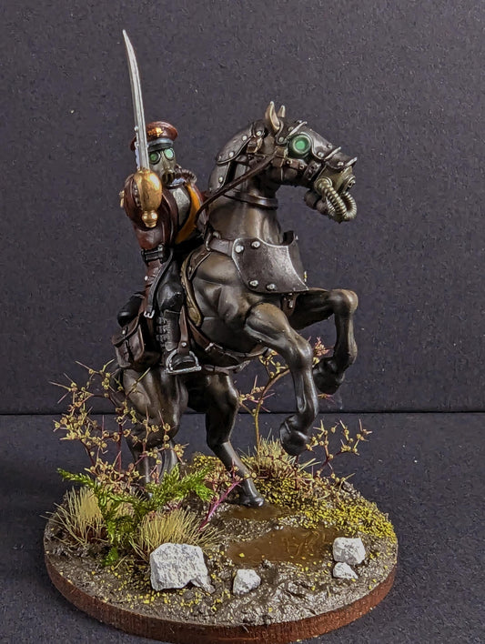 GrimGuard Cavalry Captain, Death Korps Proxy, Sci-Fi Wargames Miniatures by STATIONFORGE