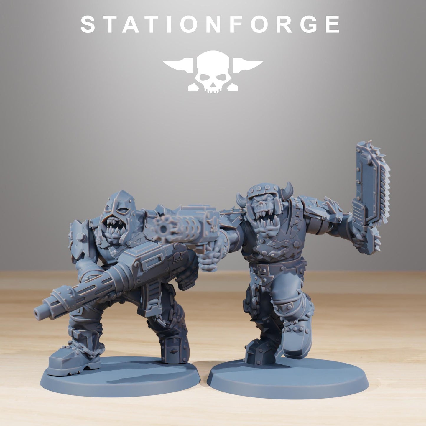 Orkaz Berserkers, Space-Faring Orkish Menace Sculpted by STATIONFORGE, Grimdark Compatible, Sci-Fi Wargame Scale