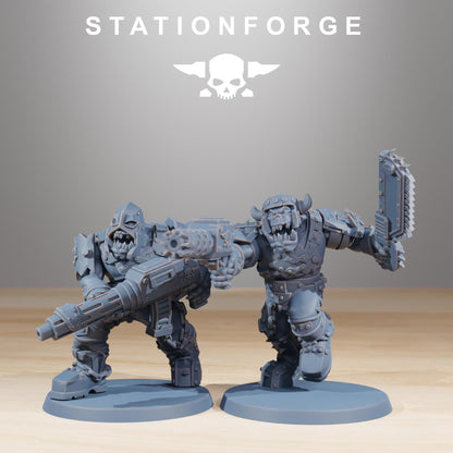 Orkaz Berserkers, Space-Faring Orkish Menace Sculpted by STATIONFORGE, Grimdark Compatible, Sci-Fi Wargame Scale