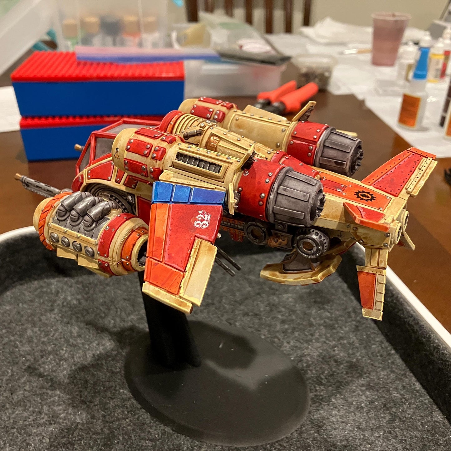 Sci-Fi Wargame Miniature, Scavenger Floating Chapel, Cyber-Themed Grimdark Techno-bot by STATIONFORGE