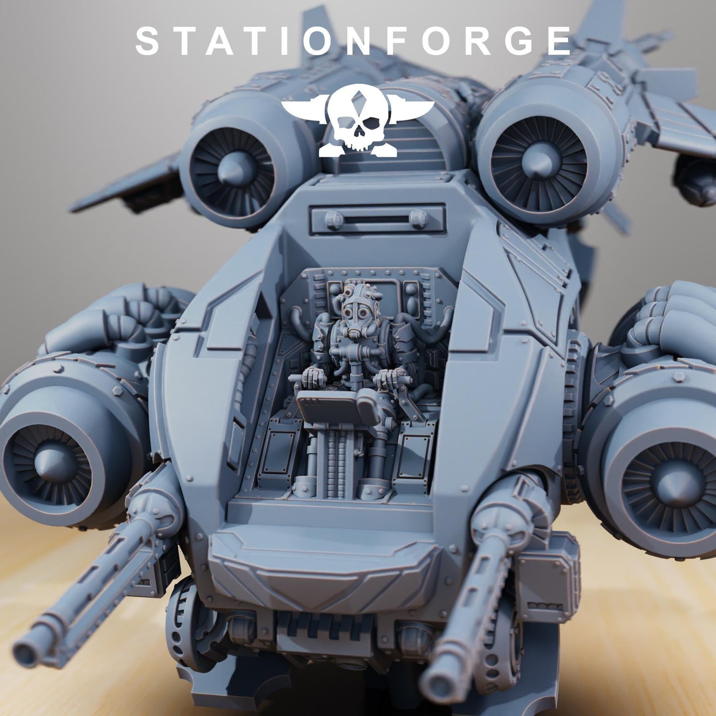 Sci-Fi Wargame Miniature, Scavenger Floating Chapel, Cyber-Themed Grimdark Techno-bot by STATIONFORGE