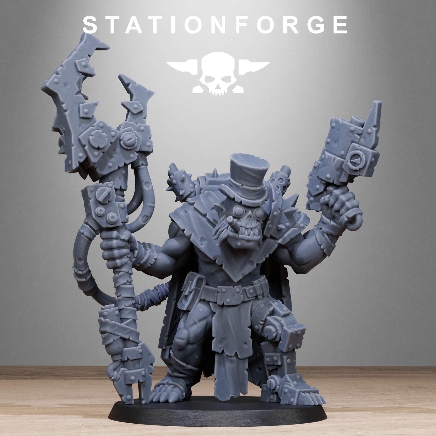 Orkaz Madman, Space-Faring Orkish Menace Sculpted by STATIONFORGE, Grimdark Compatible, Sci-Fi Wargame Scale