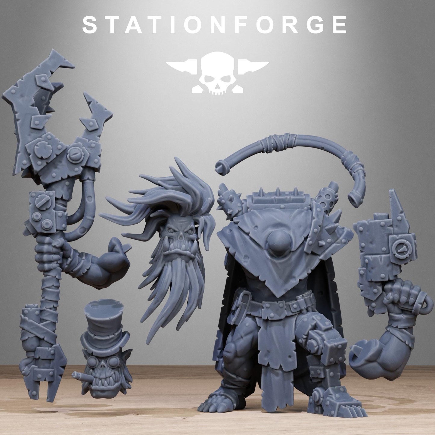 Orkaz Madman, Space-Faring Orkish Menace Sculpted by STATIONFORGE, Grimdark Compatible, Sci-Fi Wargame Scale