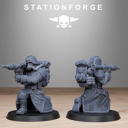 GrimGuard Rocketeers, Death Korps Proxy, Sci-Fi Wargames Miniatures by STATIONFORGE