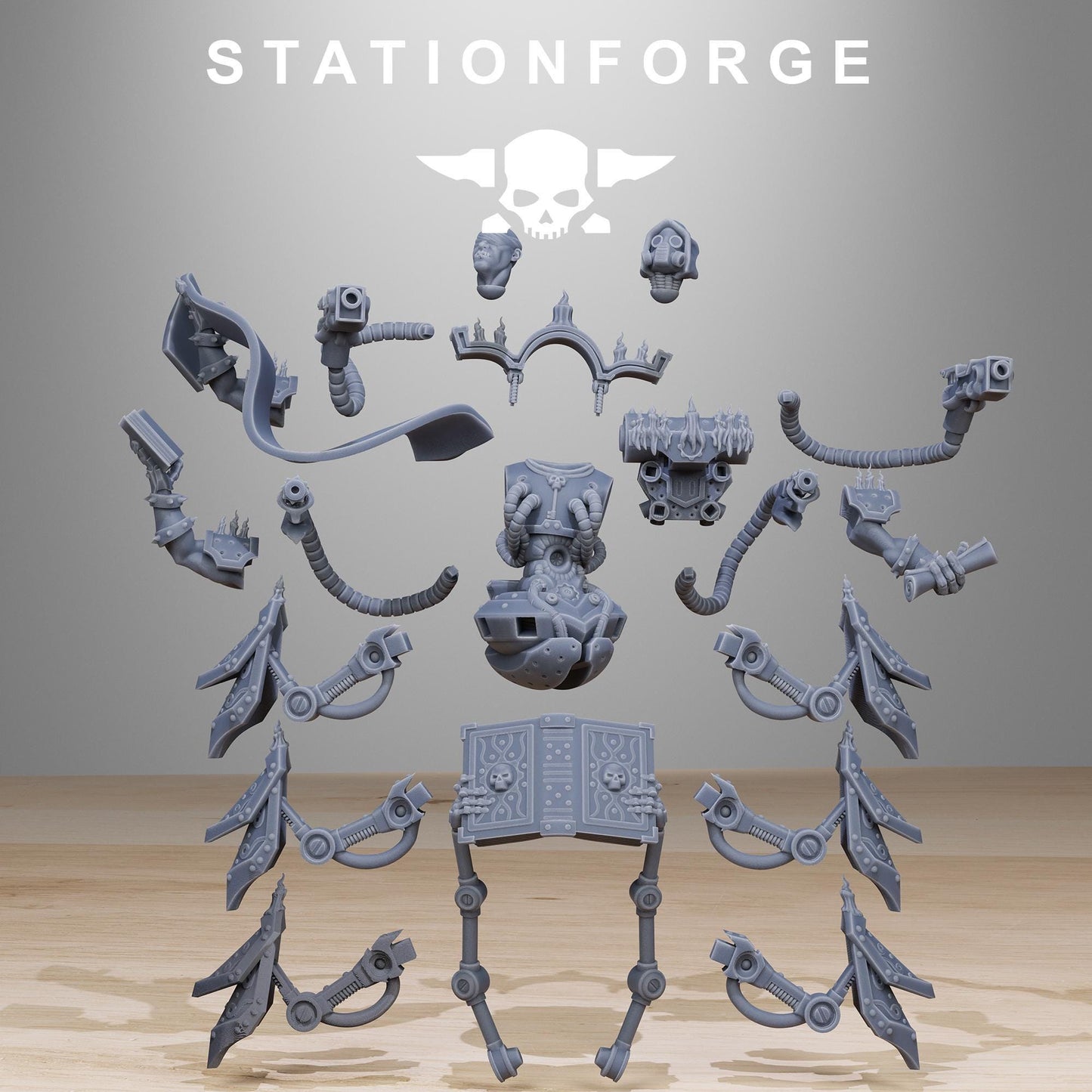 Scavenger Librarian, Space Techno-bots, modular Sci-Fi warriors by STATIONFORGE, Sci-Fi Wargames Cyber-themed Grimdark miniatures
