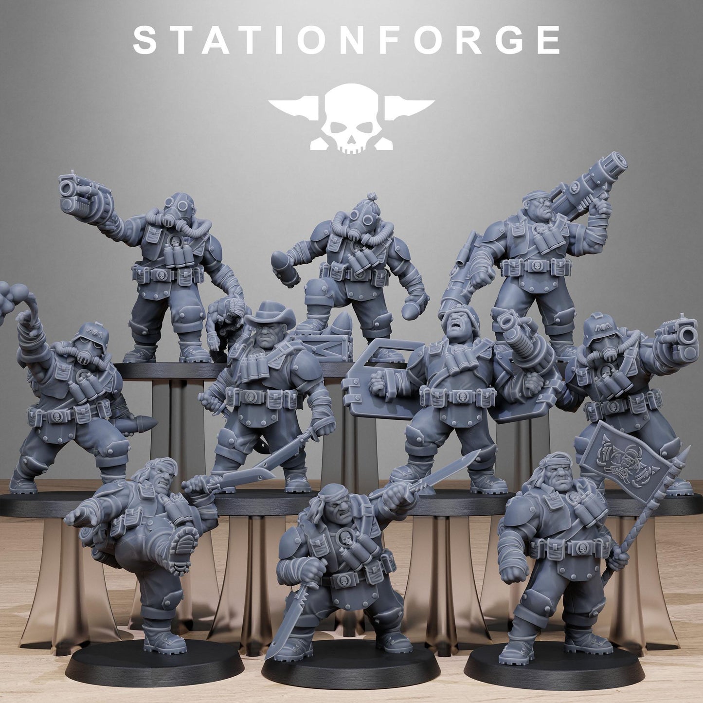GrimGuard Jungle Fighter Mutants, Imperial Guard Proxy, Sci-Fi Wargames Miniatures by STATIONFORGE