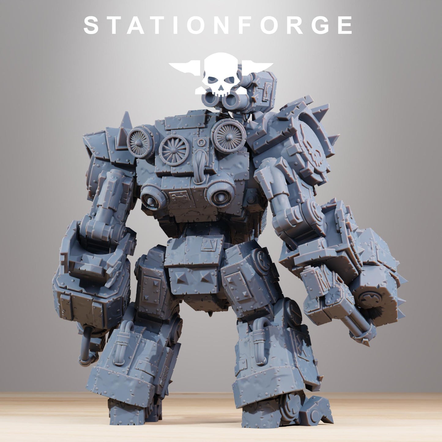 Orkaz Walkanator, Space-Faring Orkish Menace Sculpted by STATIONFORGE, Grimdark Compatible, Sci-Fi Wargame Scale