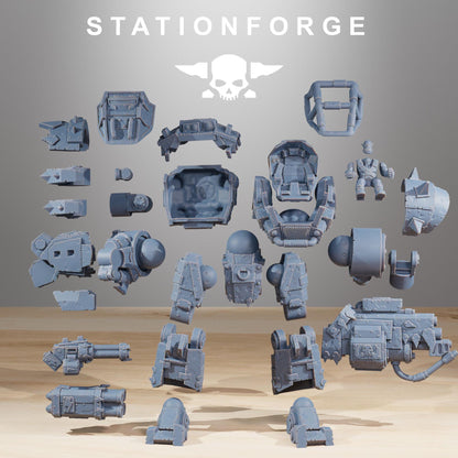Orkaz Walkanator, Space-Faring Orkish Menace Sculpted by STATIONFORGE, Grimdark Compatible, Sci-Fi Wargame Scale