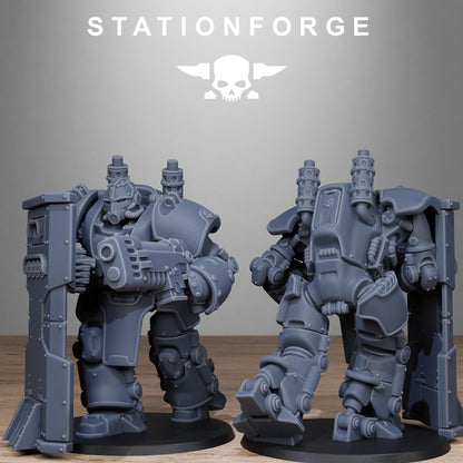 GrimGuard Power Armor Modular Set Miniatures by STATIONFORGE,  Imperial Guard Mechanized Infantry regiment