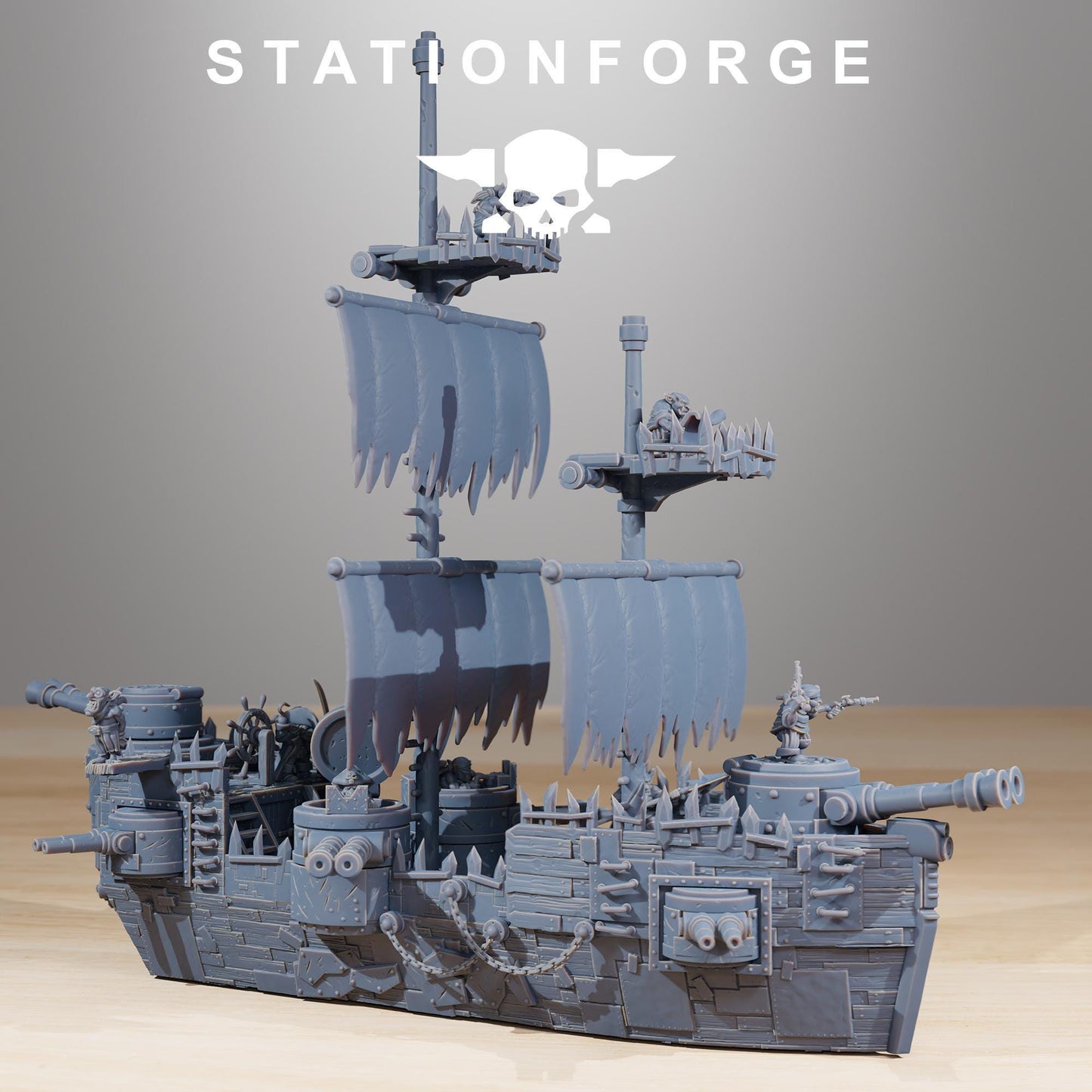 Ork Battle Ship, Sci-Fi Wargame Miniature by STATIONFORGE
