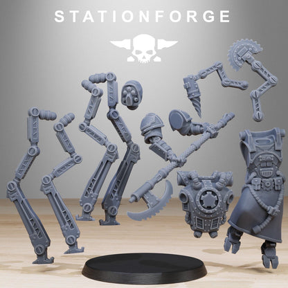 Scavenger Octapods, Space Techno-bots, modular Sci-Fi warriors by STATIONFORGE, Sci-Fi Wargames Cyber-themed Grimdark miniatures
