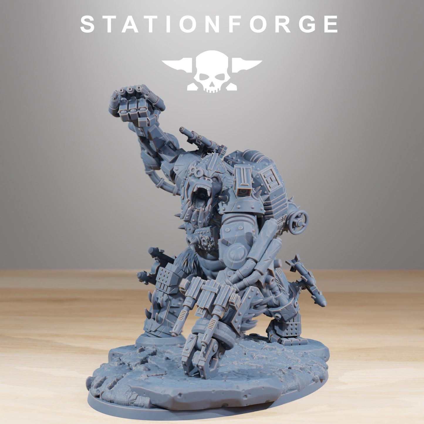 Orkaz Kong, Space-Faring Orkish Menace Sculpted by STATIONFORGE, Grimdark Compatible, Sci-Fi Wargame Scale