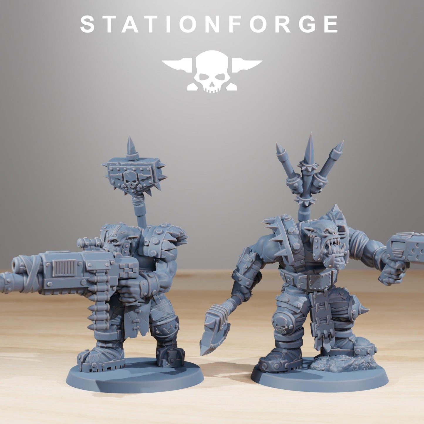 Orkaz SkullKrushers, Space-Faring Orkish Menace Sculpted by STATIONFORGE, Grimdark Compatible, Sci-Fi Wargame Scale