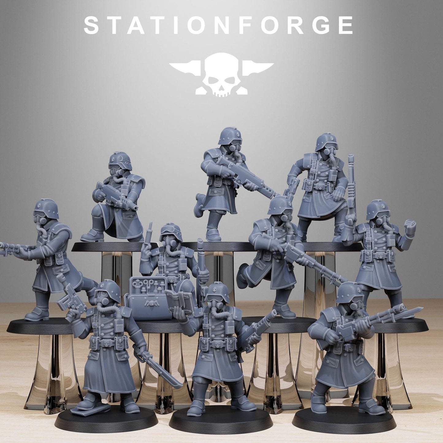 Grimguard Militants, Death Korps Proxy, Sci-Fi Wargames Miniatures by STATIONFORGE