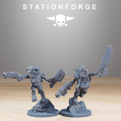 Gobs Jesters, Space-Faring Orkish Menace Sculpted by STATIONFORGE, Grimdark Compatible, Sci-Fi Wargame Scale