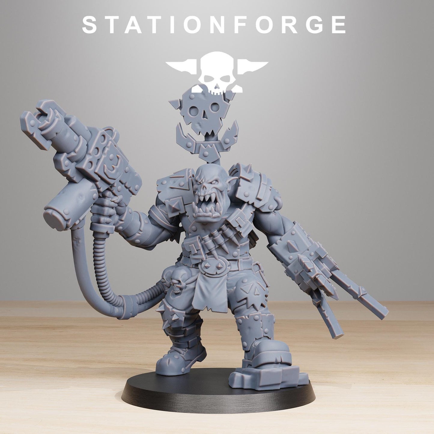 Orkaz BlackSkull, Space-Faring Orkish Menace Sculpted by STATIONFORGE, Grimdark Compatible, Sci-Fi Wargame Scale