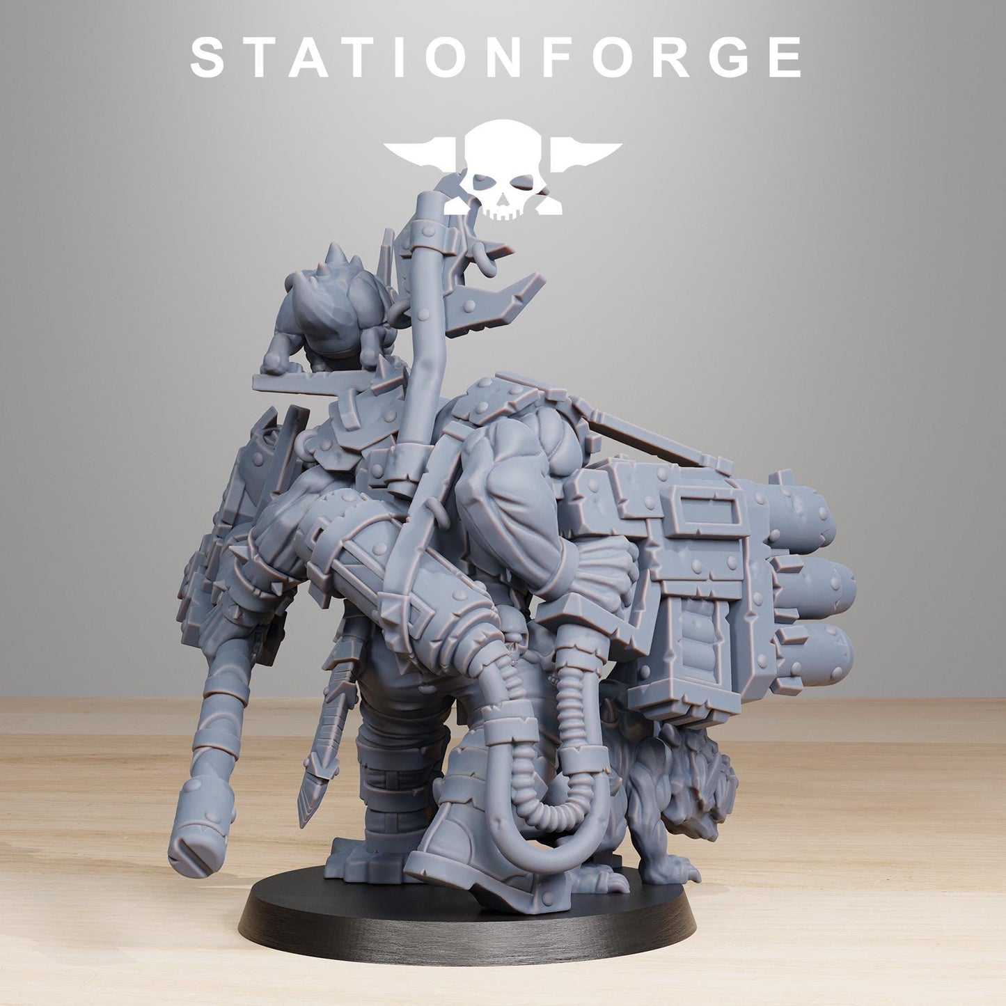 Orkaz BlackSkull, Space-Faring Orkish Menace Sculpted by STATIONFORGE, Grimdark Compatible, Sci-Fi Wargame Scale
