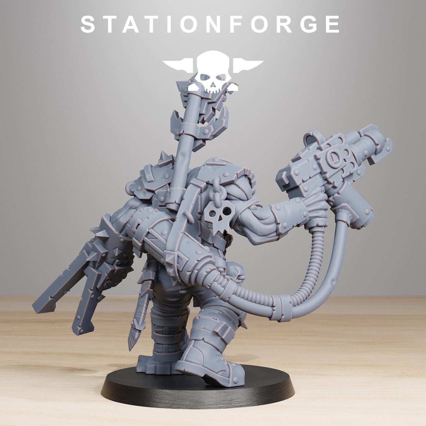 Orkaz BlackSkull, Space-Faring Orkish Menace Sculpted by STATIONFORGE, Grimdark Compatible, Sci-Fi Wargame Scale
