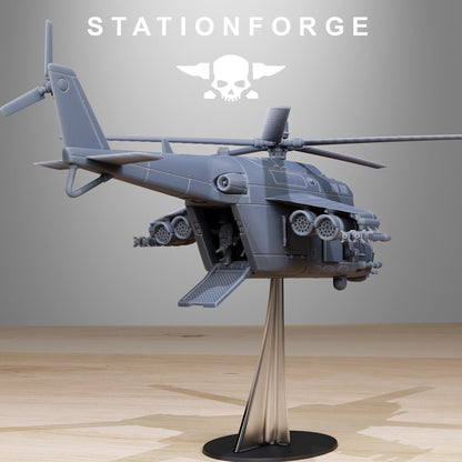 GrimGuard Helicopter, Modular Sci-Fi Guardsmen Warplane by STATIONFORGE, Sci-fi Wargames Proxy, Imperial Guard Transport