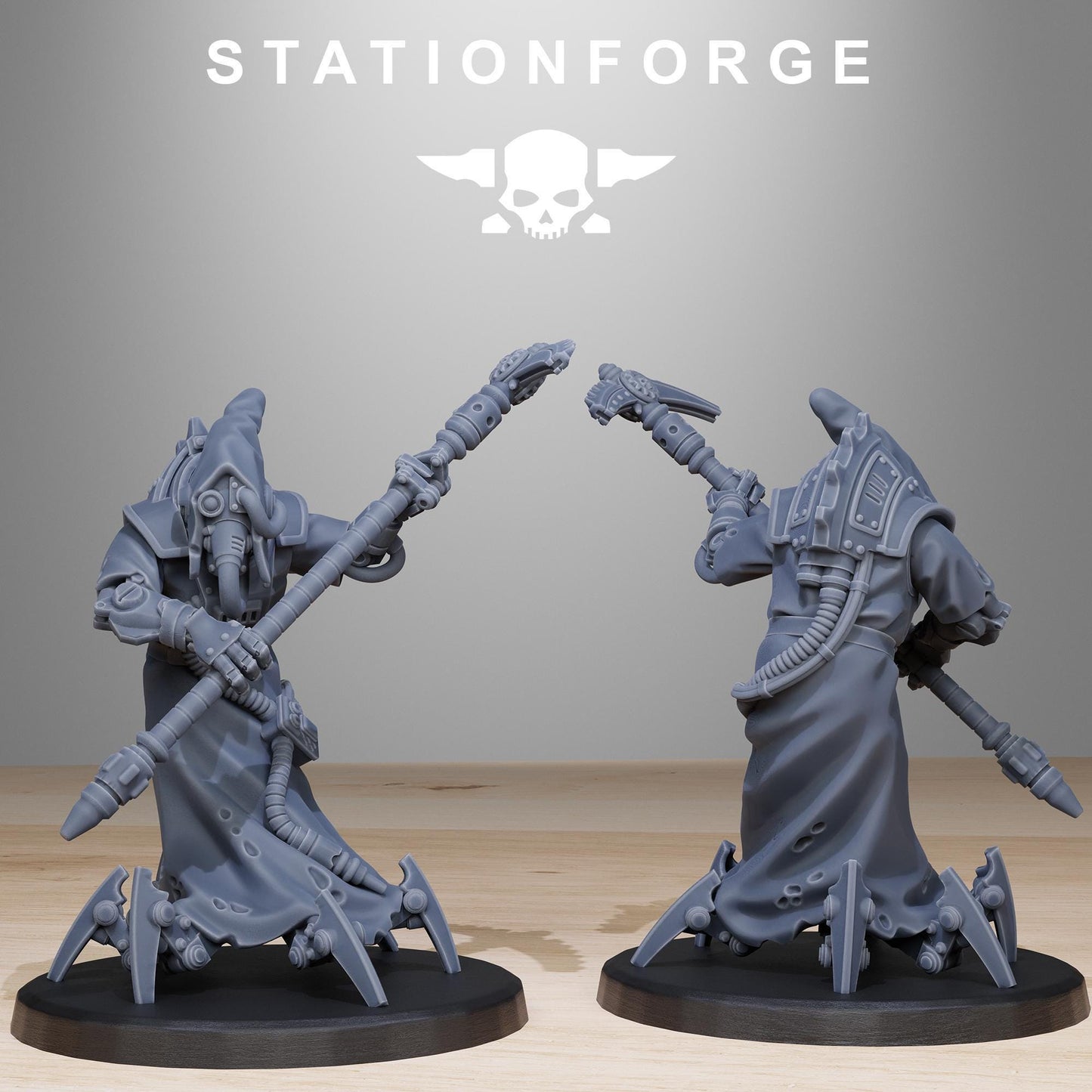 Scavenger Elders, Space Techno-bots, modular Sci-Fi warriors by STATIONFORGE, Sci-Fi Wargames Cyber-themed Grimdark miniatures