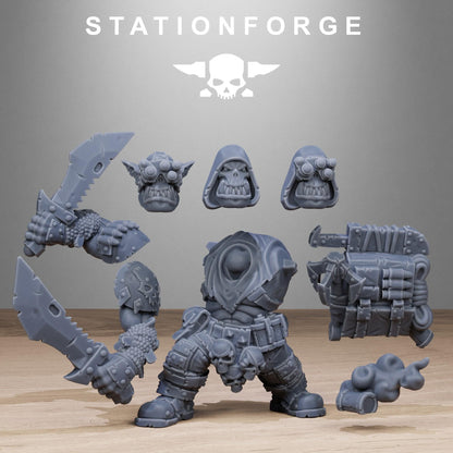 Orkaz Assassin, Space-Faring Orkish Menace Sculpted by STATIONFORGE, Grimdark Compatible, Sci-Fi Wargame Scale