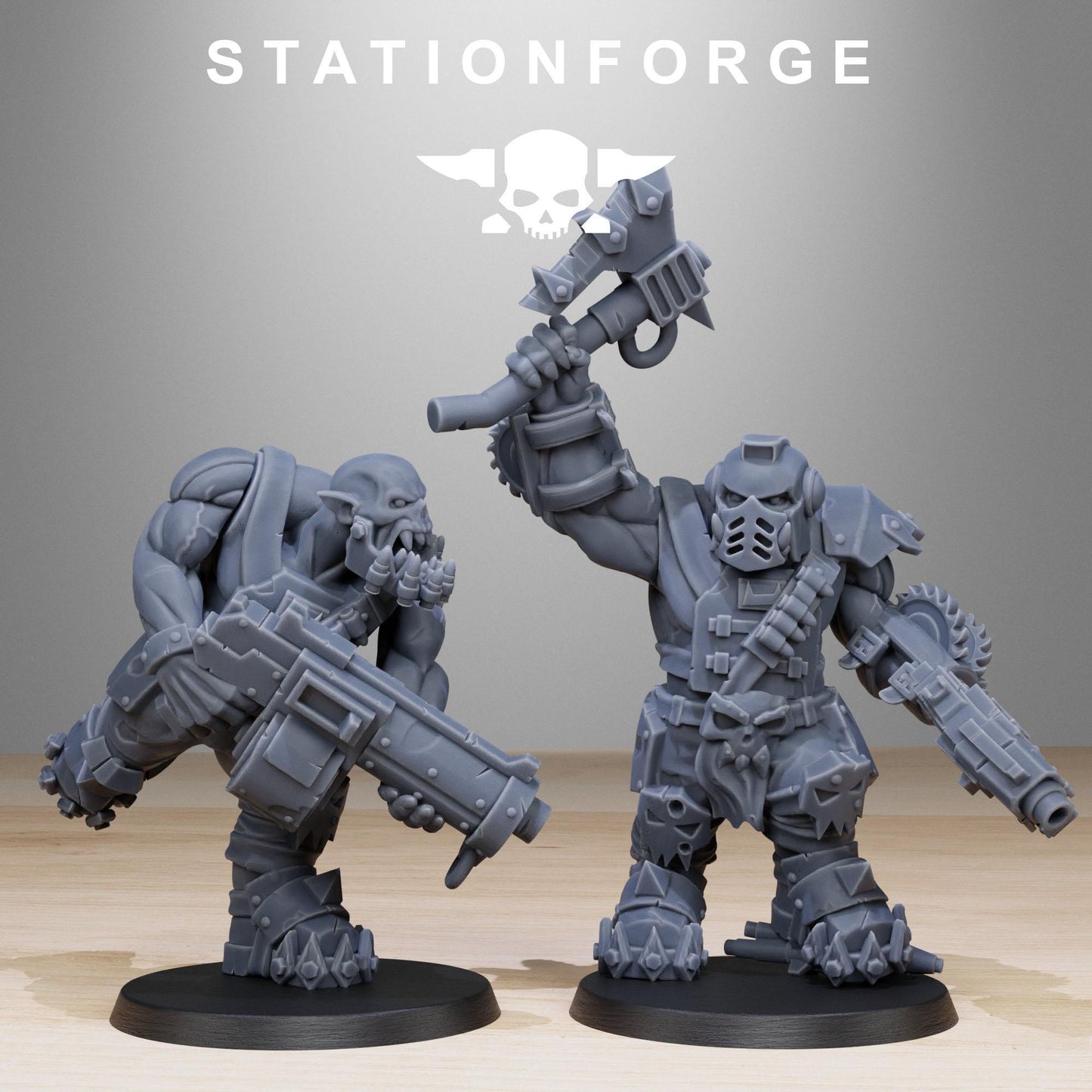 Orkaz Spec Team, Space-Faring Orkish Menace Sculpted by STATIONFORGE, Grimdark Compatible, Sci-Fi Wargame Scale