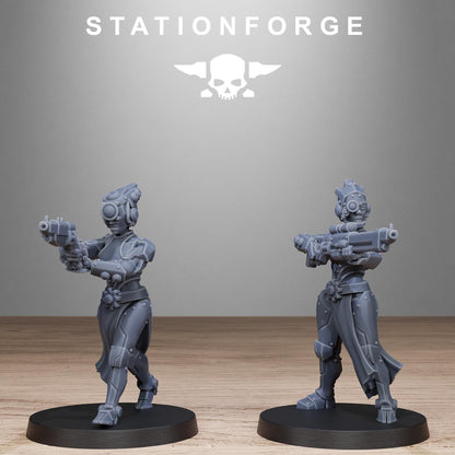 Scavenger Sisters Infantry, Sci-Fi Techno-Bots, Grimdark Miniatures by STATIONFORGE