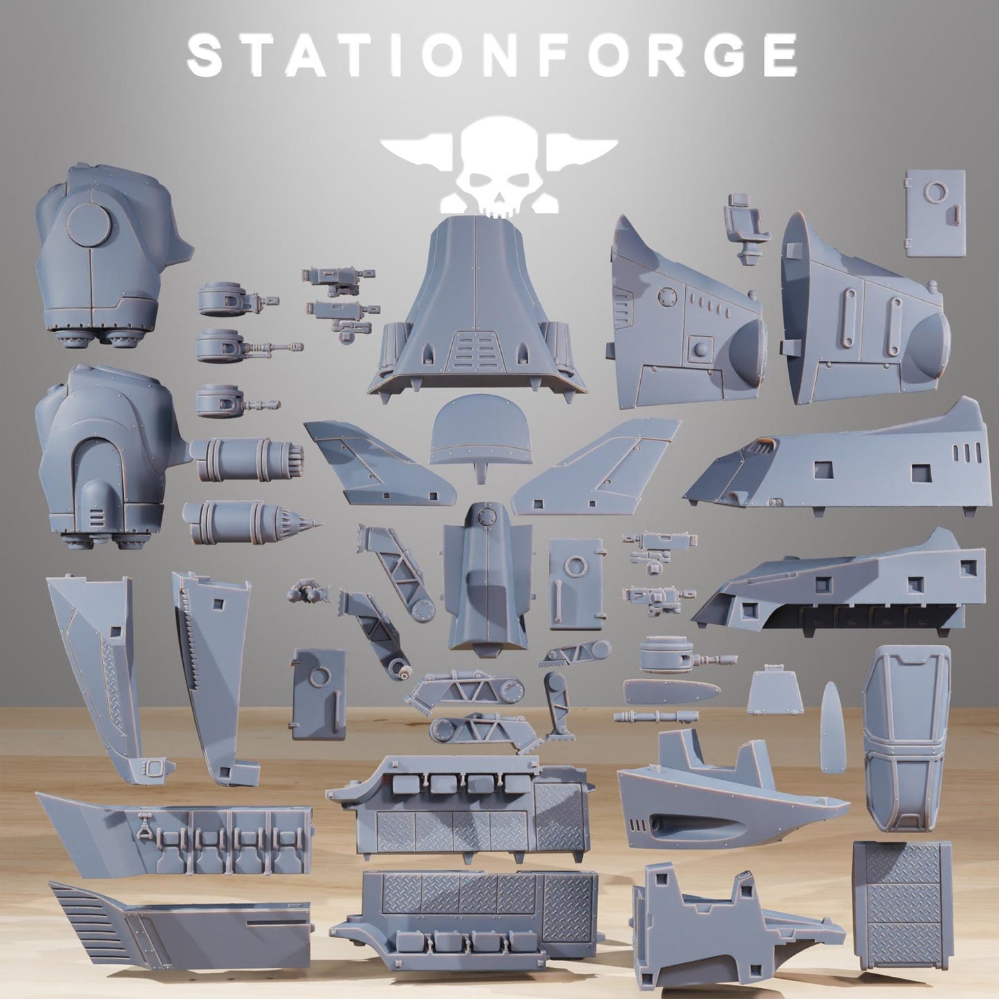 Vaskar Dropship, Modular Sci-Fi Guardsmen Warplane by STATIONFORGE, Sci-fi Wargames Proxy, Imperial Guard Transport