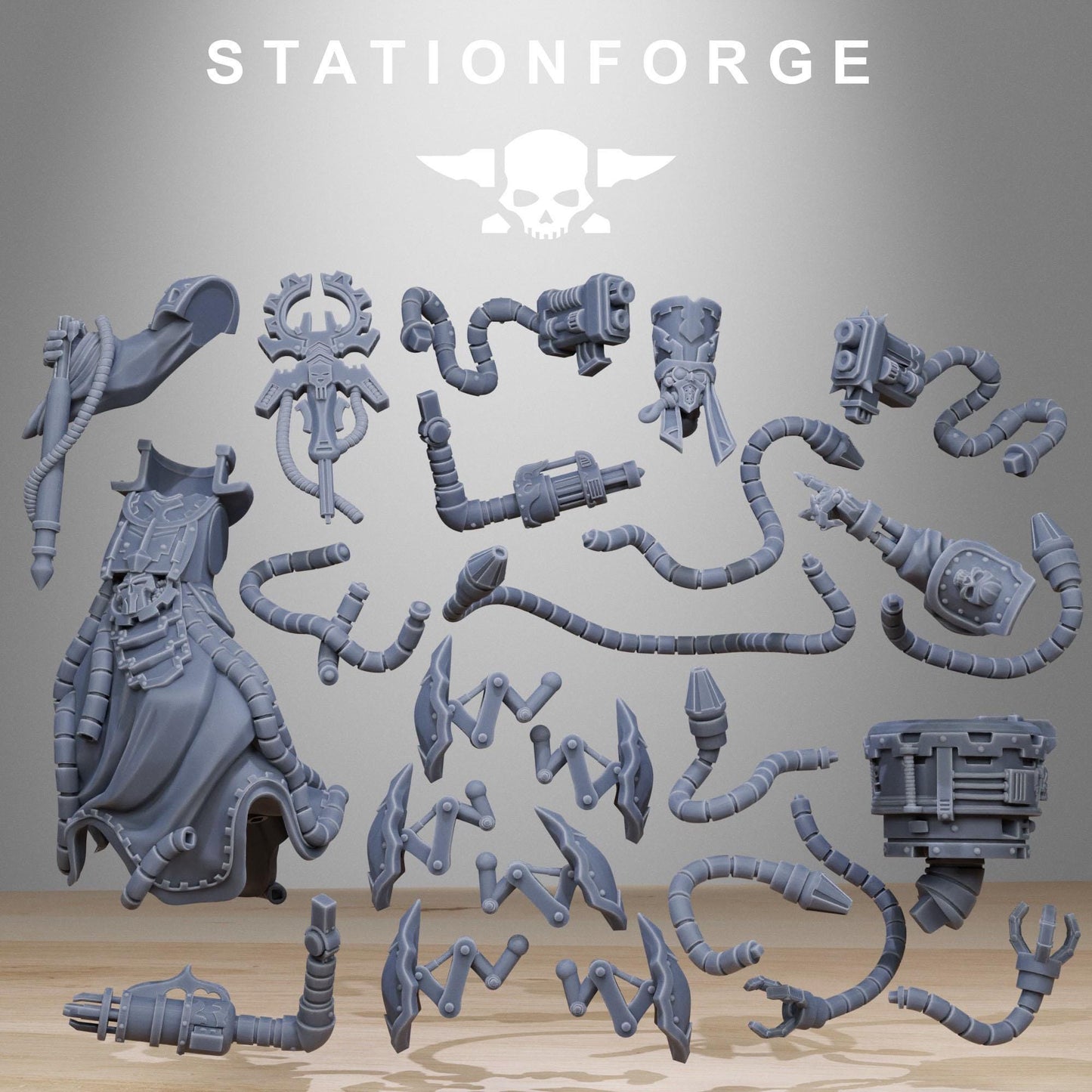 Scavenger Chaplain, Space Techno-bots, modular Sci-Fi warriors by STATIONFORGE, Sci-Fi Wargames Cyber-themed Grimdark miniatures