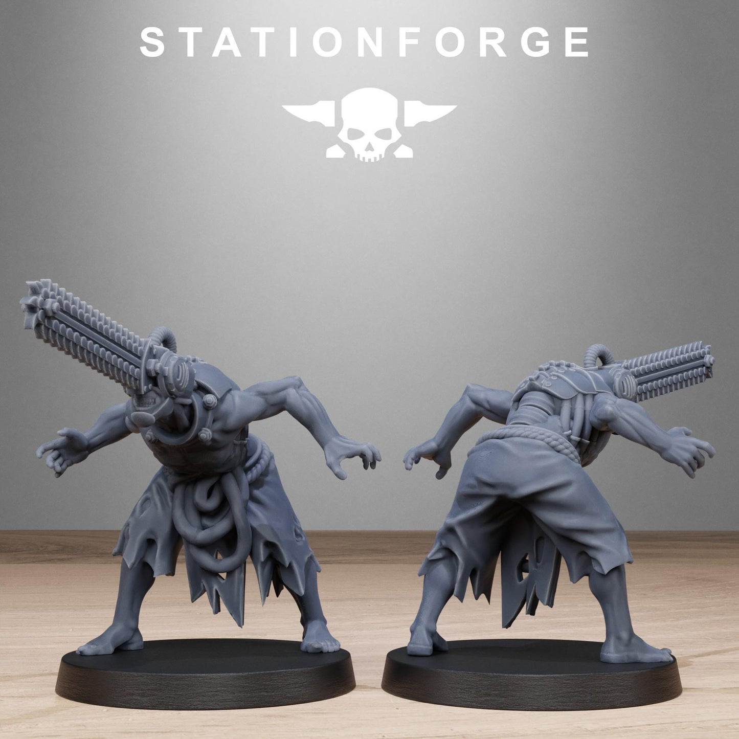 Techno Savanger Necromants, Chaos Worshipper Sci-Fi Wargames Miniatures by STATIONFORGE, Corrupted Imperial Guard