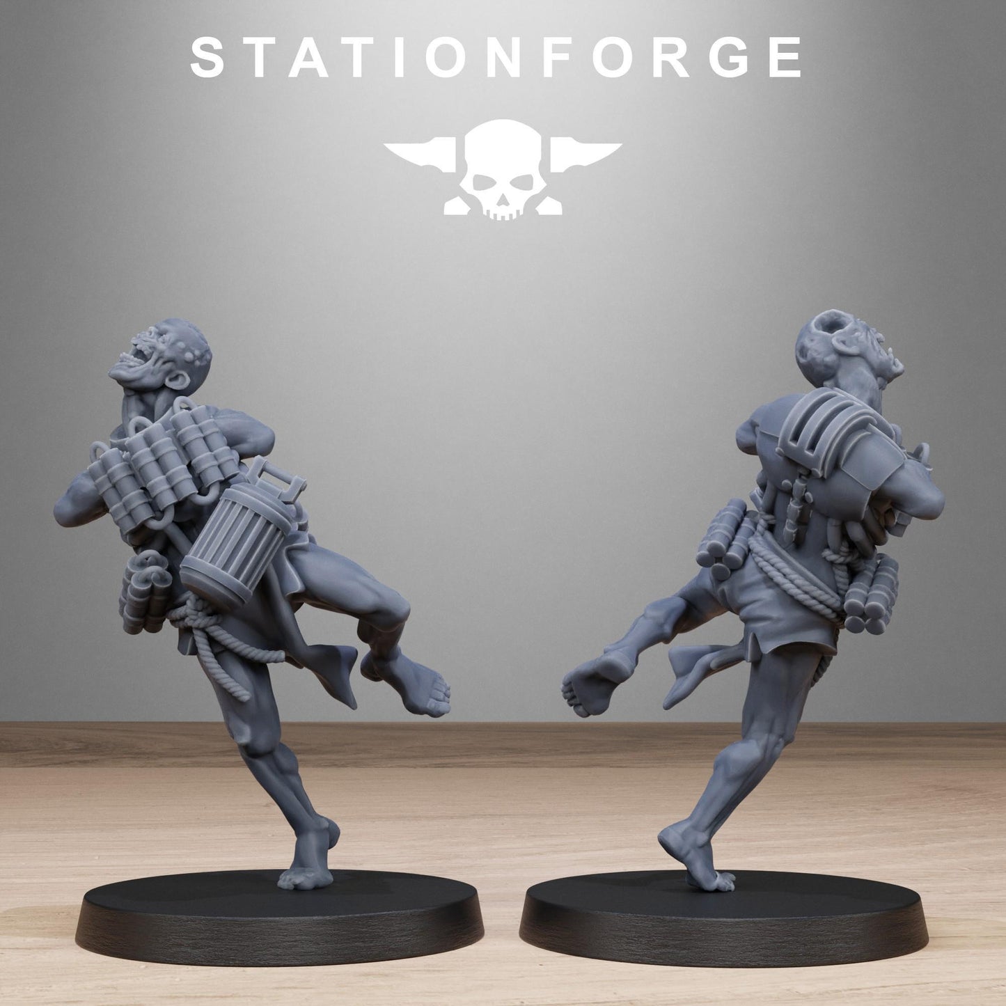 Techno Savanger Necromants, Chaos Worshipper Sci-Fi Wargames Miniatures by STATIONFORGE, Corrupted Imperial Guard