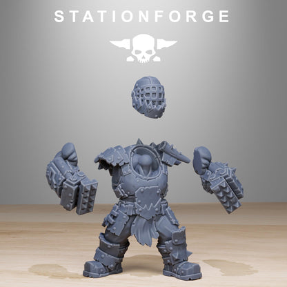 Orkaz Smashers, Space-Faring Orkish Menace Sculpted by STATIONFORGE, Grimdark Compatible, Sci-Fi Wargame Scale