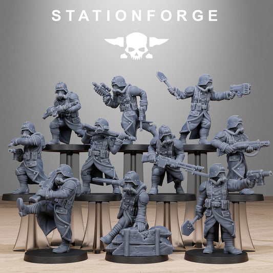 GrimGuard Shovel Trenches, Death Korps Proxy, Sci-Fi Wargames Miniatures by STATIONFORGE