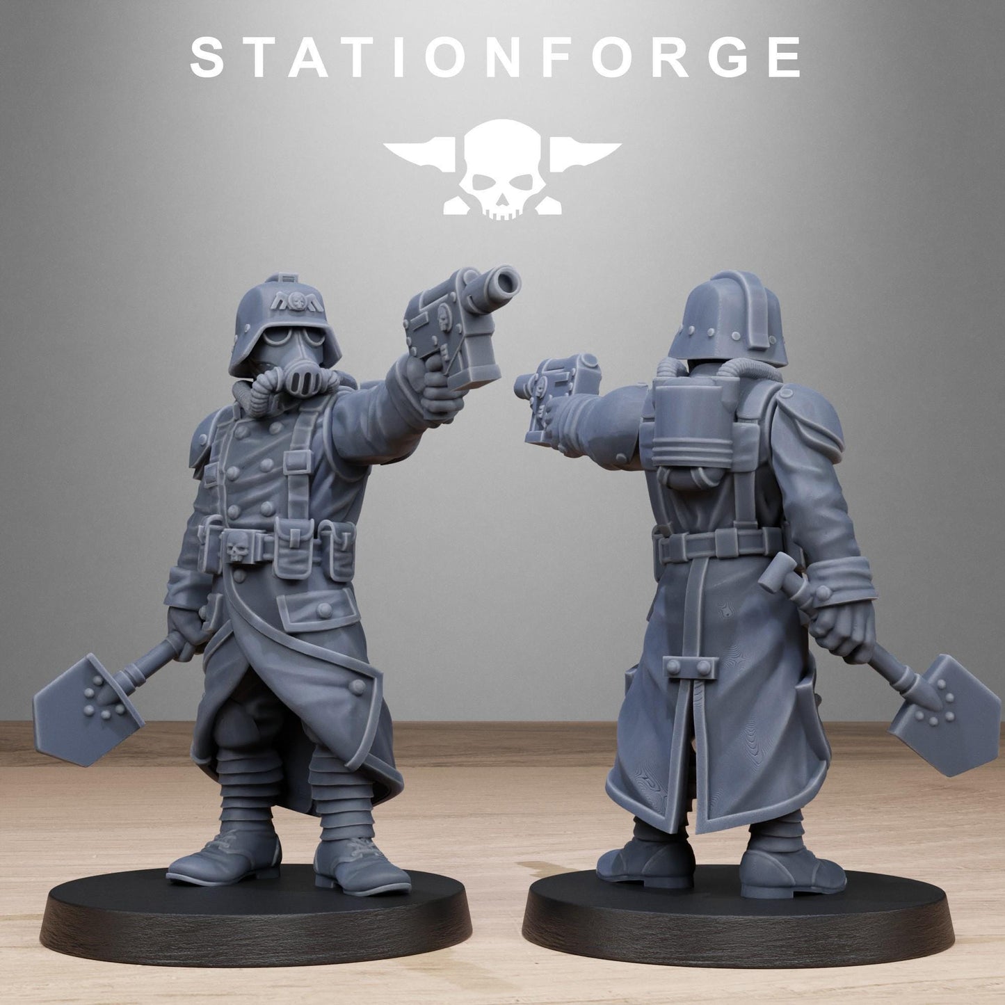 GrimGuard Shovel Trenches, Death Korps Proxy, Sci-Fi Wargames Miniatures by STATIONFORGE