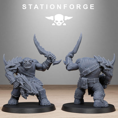 Orkaz Biotech Looters, Space-Faring Orkish Menace Sculpted by STATIONFORGE, Grimdark Compatible, Sci-Fi Wargame Scale
