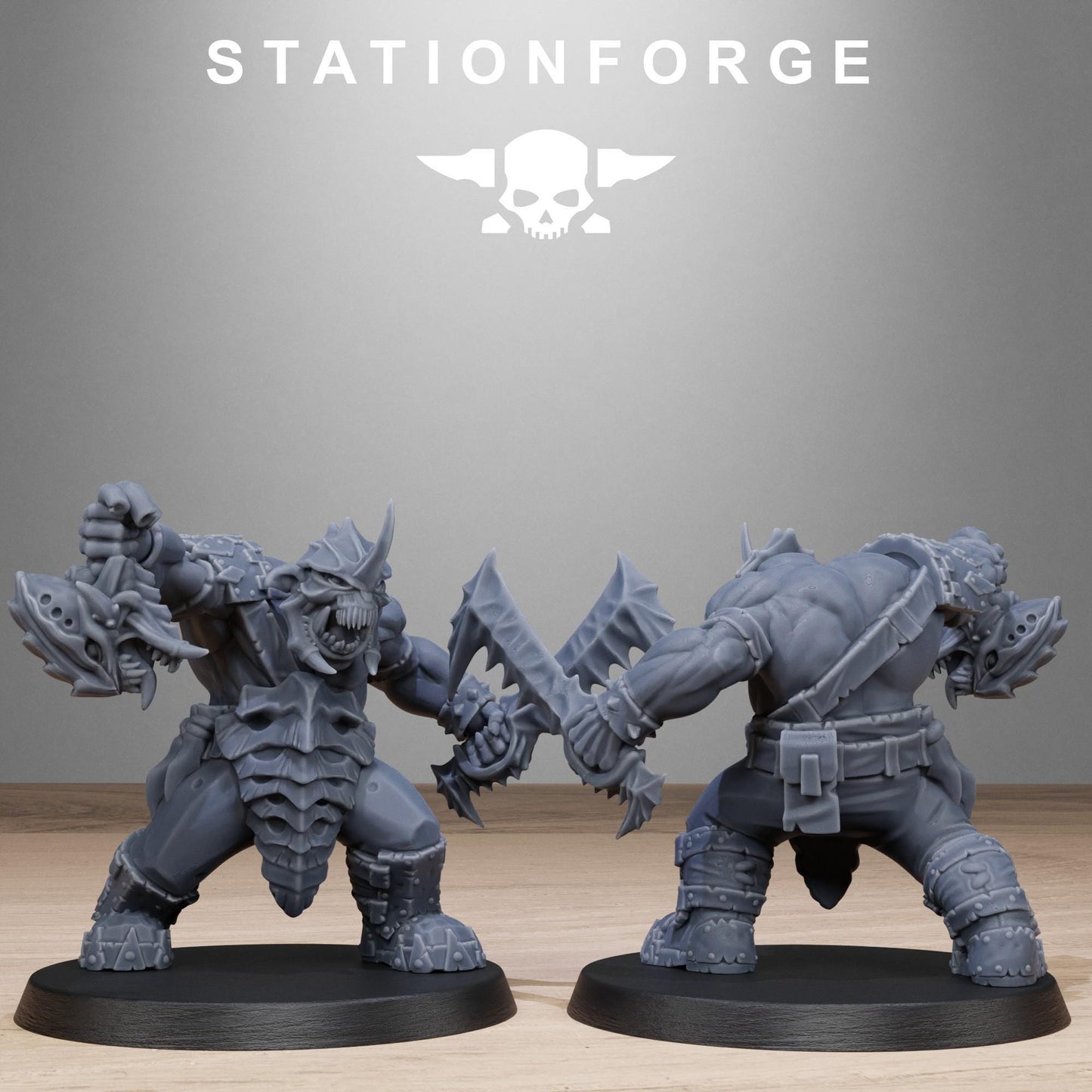 Orkaz Biotech Looters, Space-Faring Orkish Menace Sculpted by STATIONFORGE, Grimdark Compatible, Sci-Fi Wargame Scale