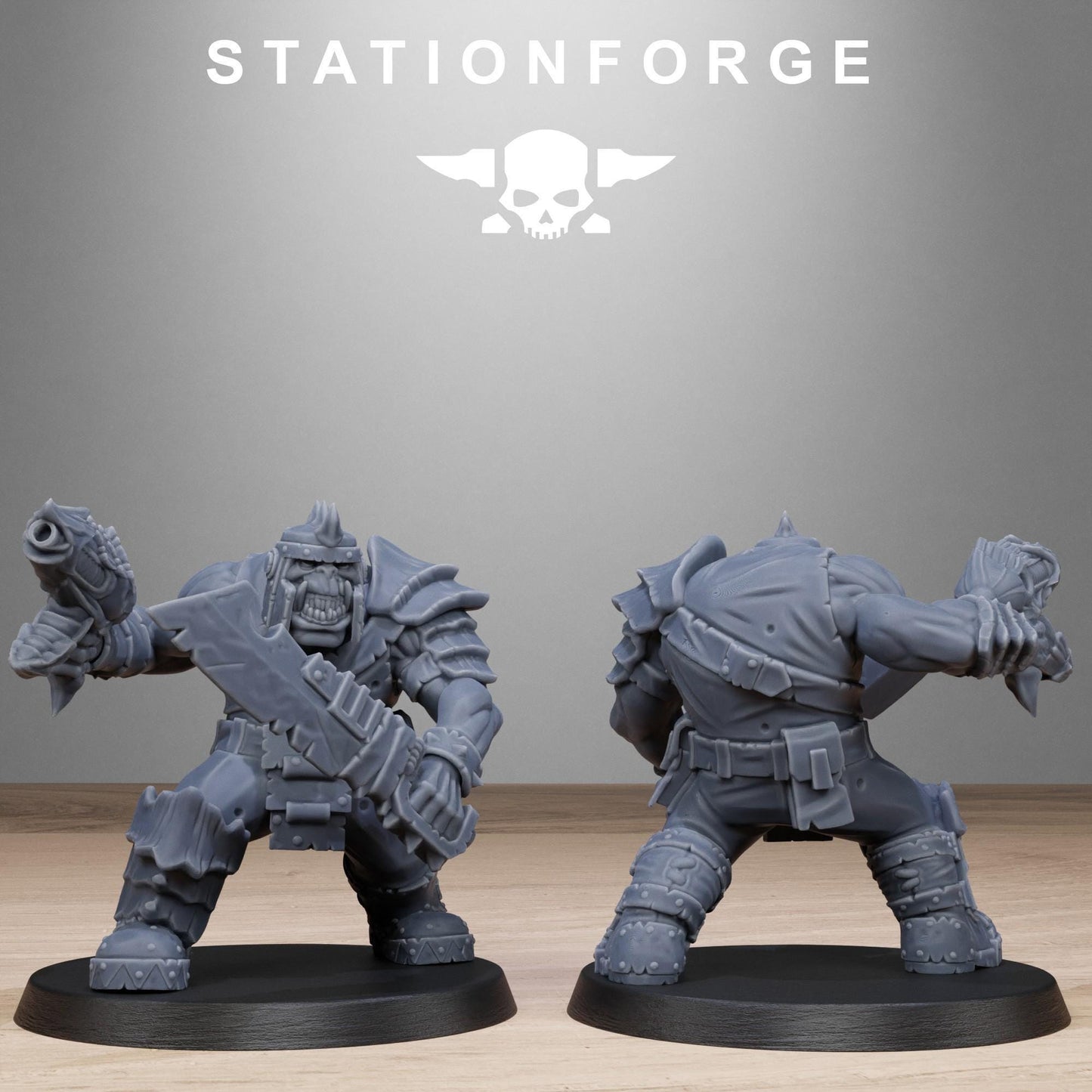 Orkaz Biotech Looters, Space-Faring Orkish Menace Sculpted by STATIONFORGE, Grimdark Compatible, Sci-Fi Wargame Scale