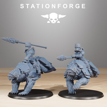 GrimGuard Bear Riders Modular Set Miniatures by STATIONFORGE,  Imperial guard cavalry regiment